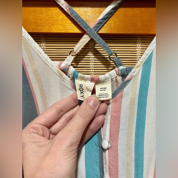 🔒 Roxy white, blue & pink striped button down sundress, size XS - Picture 3 of 8